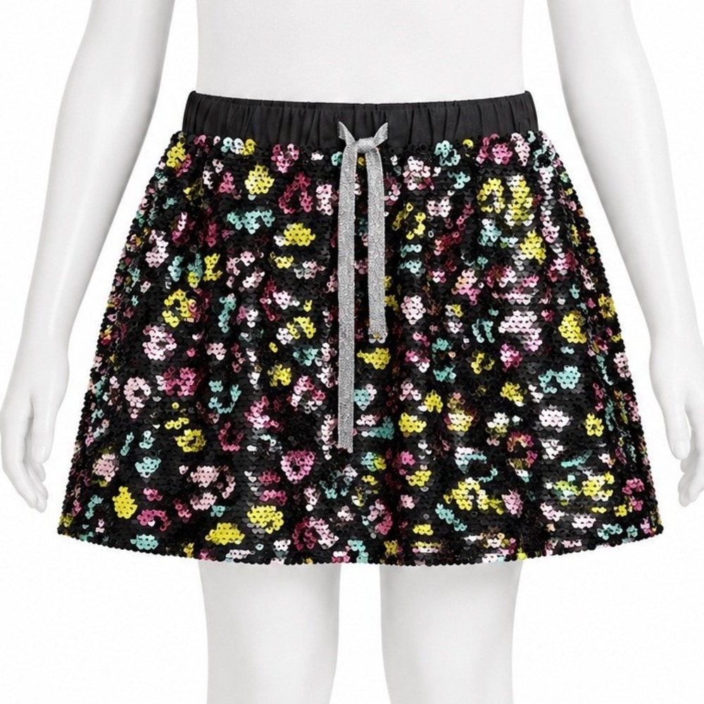 Rockets of Awesome Girls 8 Sequin Leopard Print Skirt NWT Rainbow Sparkle Party